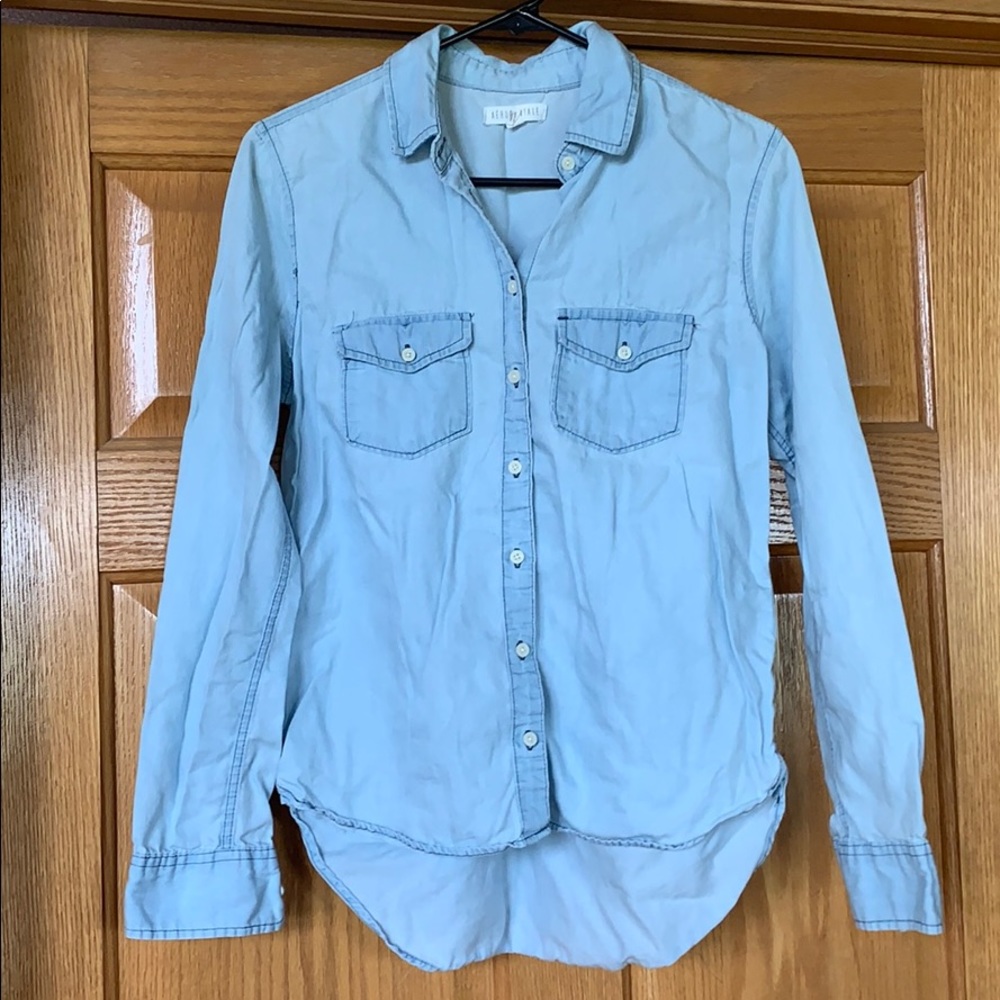 Button Up Denim Long Sleeve Shirt